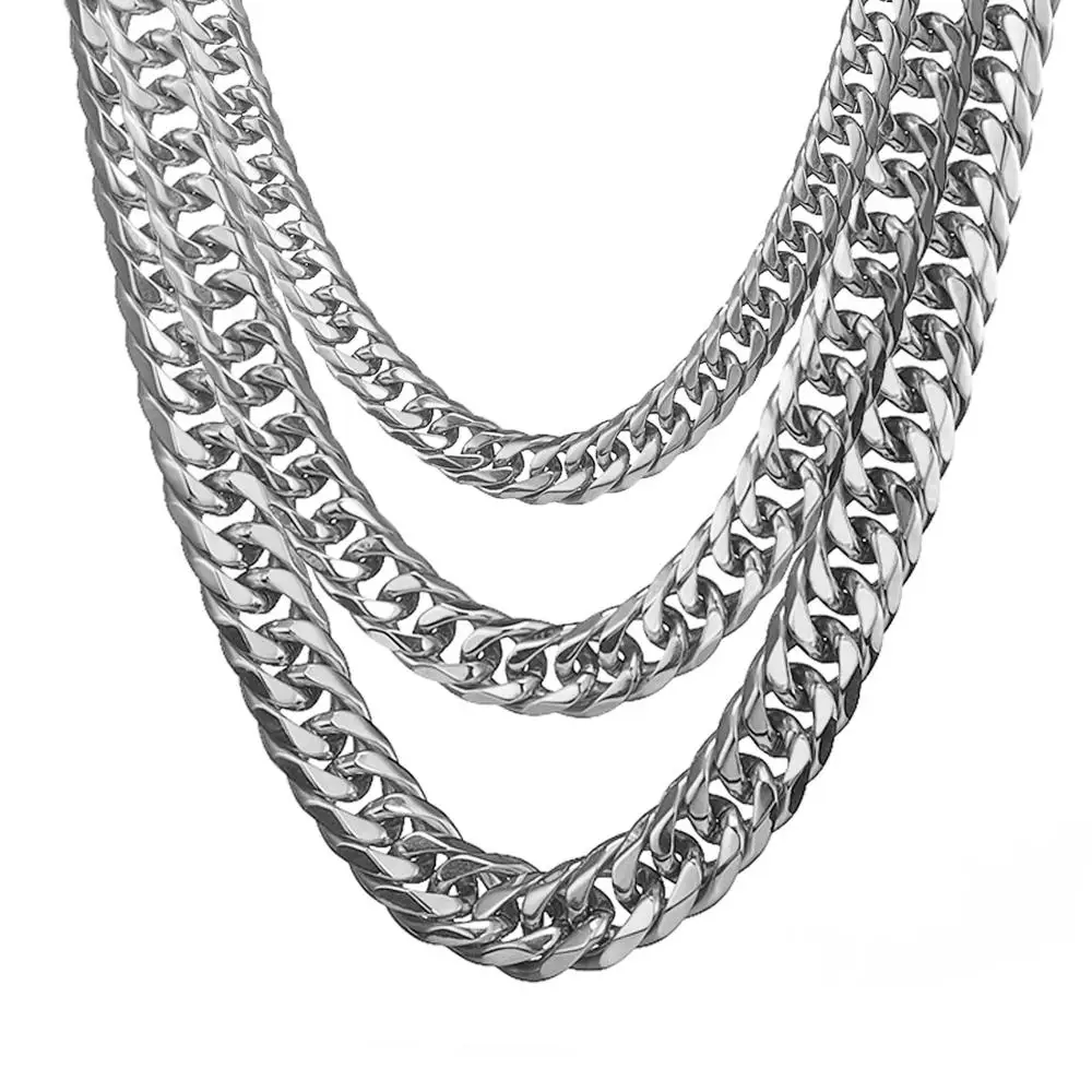 Цепочка мужская из нержавеющей стали с кубинским плетением 13/16/19 мм|Цепочки| |