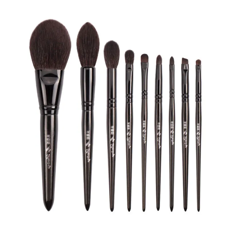 9pcs/set Black Goat hair Makeup brushes Set Powder Eyeshadow Highlighter concealer Lip eyebrow smudge Brush Make up brush kit | Красота и