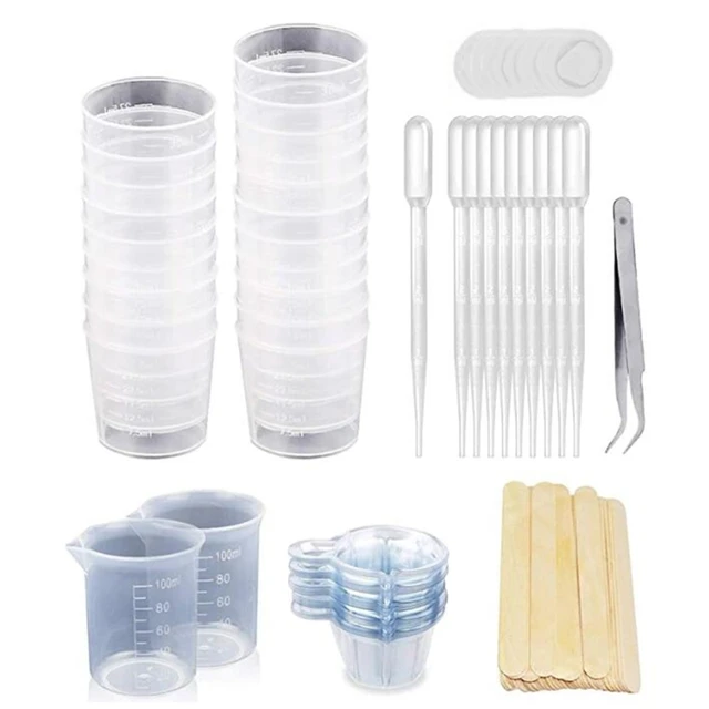 1 Set Resin Mixing Cups+Epoxy Mixing Cup and Sticks+100ml Measuring Cups+2oz Graduated Cups+50pcs Disposable Cups
