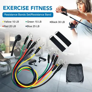 

Resistance Bands Set (11pcs) for Physical Therapy, Resistance Training, Home Workouts,Yoga-Best Gift with Door Anchor, Handles,