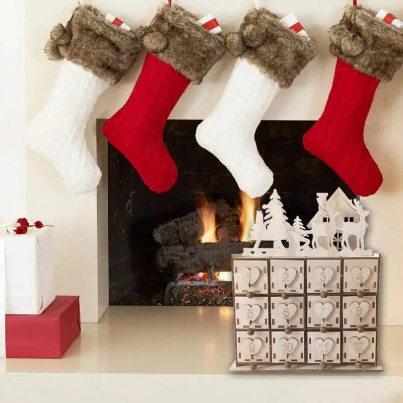 Household Christmas Calendar Storage Box Creative Wooden Sundries Storage Originality Admission Ornament Jewelry Box