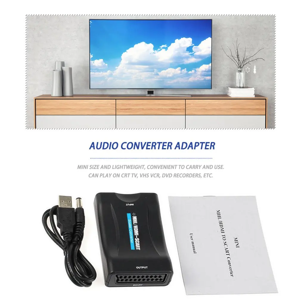  1080P HDMI a SCART Video Audio di Alto Livello Convertitore AV Adattatore di Segnale HD Ricevitore 