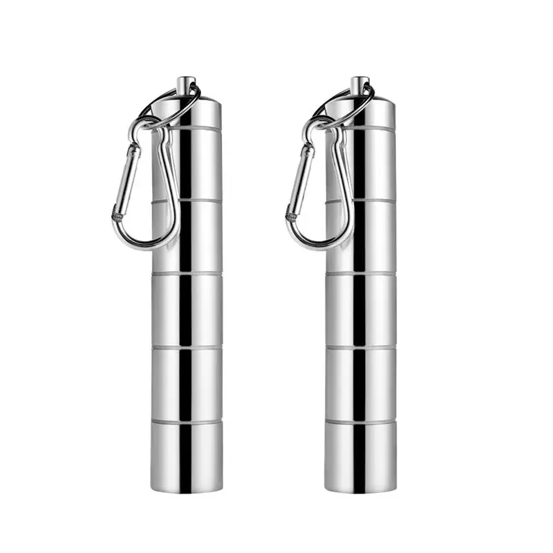 

2pcs Waterproof Portable Medicine Cans Aluminum Alloy Professional Pill Box Case Drug Bottle Holder Key Chain Organizer