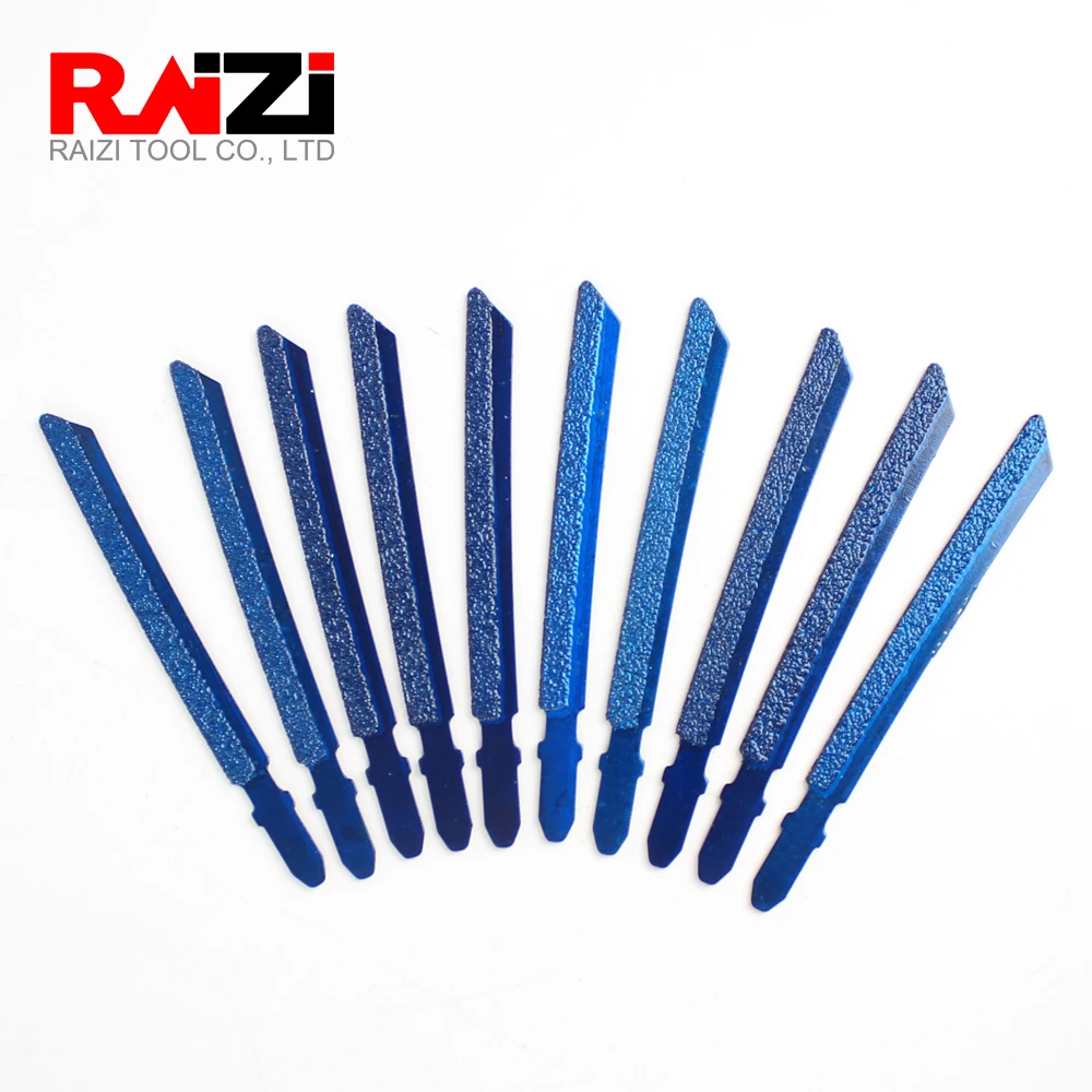 

Raizi 10 Pcs T-shank Jigsaw Blade for Cutting Ceramic Tile 100 mm Diamond Reciprocating Saw Blade Tool