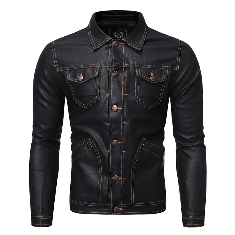leather biker jacket mens New Brand clothing Men's New Leather Jacket Classic Pu Casual Stand-up Collar Air Force Pilot Pocket Brown Leather Jacket S-4XL western leather jacket