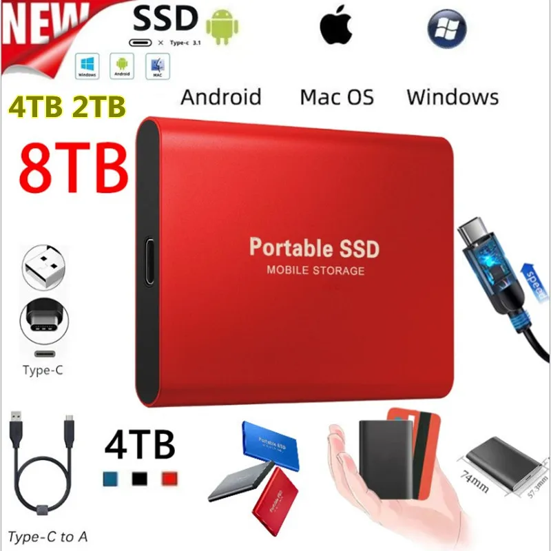 Портативный внешний жесткий диск SSD 2 5 дюйма hd ТБ 4 6 8 для ноутбука и настольного