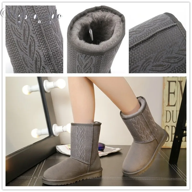 

CUSTOMZIED Brand Ladies Classic Snow Boots Women Wool Fur Winter Warm Women's Shoes 100% Autralia Sheepskin Ankle Socks Boots