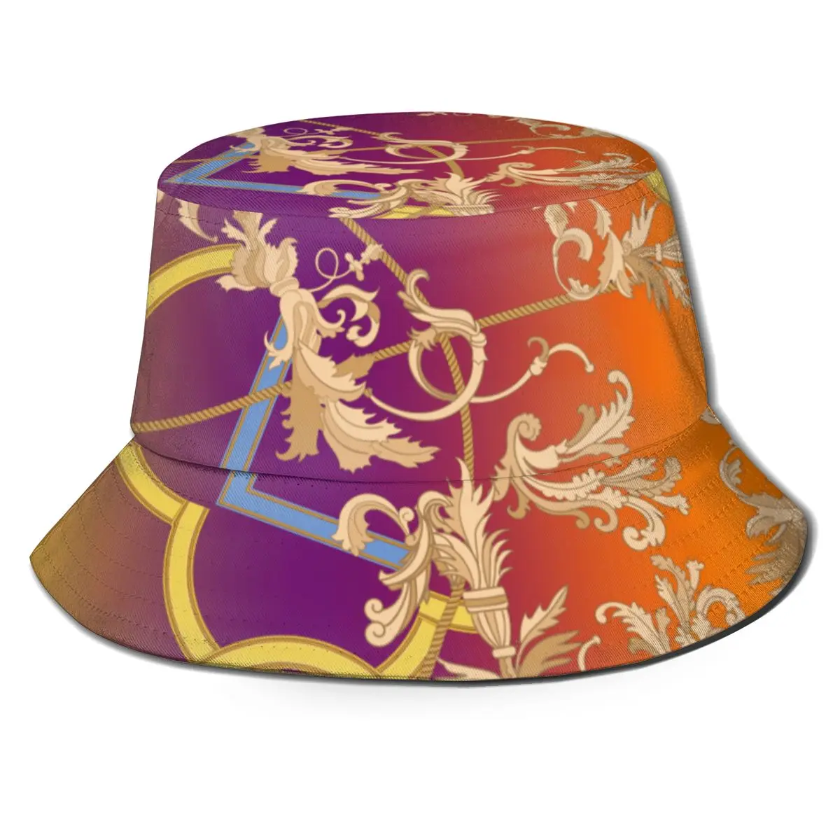 

NOISYDESIGNS Fashion Foldable Bucket Hat Retro European Pattern Fisherman Hat Women Outdoor Fisherman Cap Chapeau Gradient Color