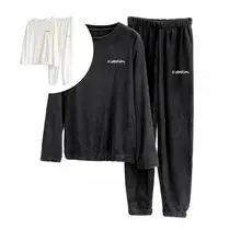 Lady Nightclothes Solid Color Quick Dry Great Stitching Lady Nightclothes Pajamas Set Winter Pajamas Set 2Pcs/Set