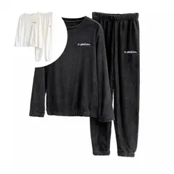 Lady Nightclothes Solid Color Quick Dry Great Stitching Lady Nightclothes Pajamas Set Winter Pajamas Set 2Pcs/Set