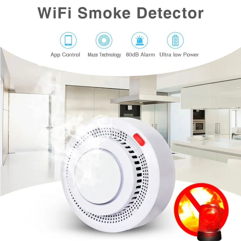 Домашняя безопасность Tuya Smart App ионизация компактный Wifi детектор дыма датчик