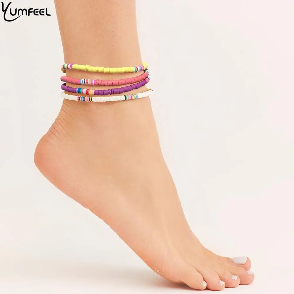 Yumfeel Brand New Handmade Polymer Clay Anklet Chains Female Simple Anklets Women Fashion Summer Beach Foot Jewelry Yumfeel Brand New Handmade Polymer Clay Anklet Chains Female Simple Anklets Women Fashion Summer Beach Foot Jewelry