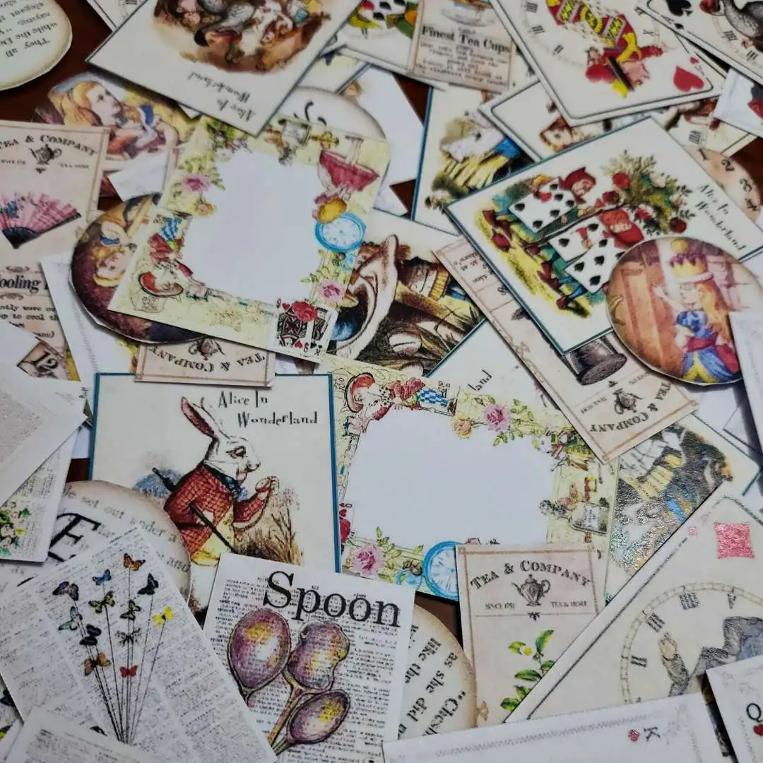 Adesivos para o Diário Bonito Alice Série - Coelho Cogumelo Poker Ácido Sulfúrico Scrapbooking Adesivos Ablum Diário 116 Pçs 3 High Quality Material escolar e de escritório