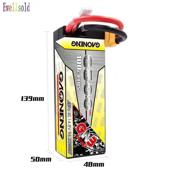 

Ewellsold Hardcase LiPo Battery 14.8V 6500mAh 4S 100C/200C XT90/XT60/T Plug for 1:8 1/8 RC Car four drive off-road RC Car