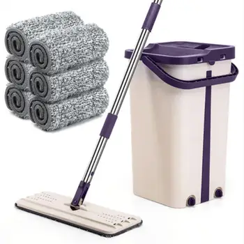 

Flat Squeeze Mop Hand-Free Wringing Floor Cleaning Mop Wet or Dry 2 Way Magic Automatic Spin Self Cleaning Lazy Mop With Bucket