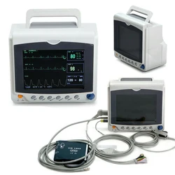 CMS6000C Patient Monitor 8'' TFT Color Screen Display Multi-Parameters ECG NIBP SPO2 PR RESP TEMP ICU Vital Signs Monitor