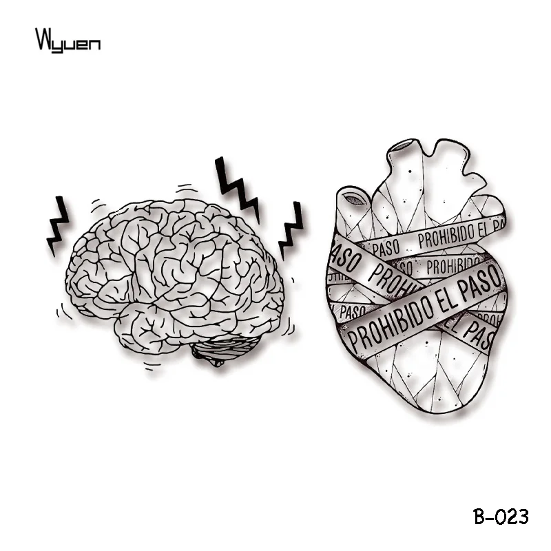 

Wyuen Sick Heart Temporary Tattoo Stickers Original Trembling Brain Fake Tattoos for Adults Body Art Waterproof Tatoo B-023