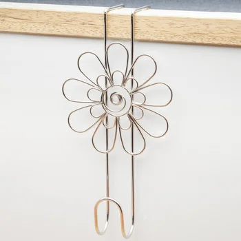 

1pc Flower design stainless steel over door hook Storage Rack organizer for hanging key bag coat kitchen home decor hooks