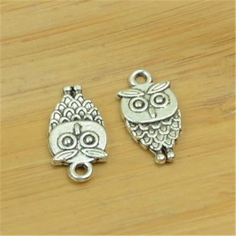 

200Pcs/lot Vintage Silver Night Owl Charms 20x11MM Bird Charms for Handmade Jewelry Crafts