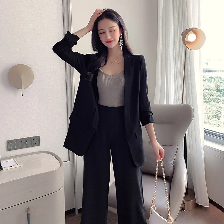 

2019 Autumn New Style Korean-style Fashion Elegant Online Celebrity Small Suit Casual Two-Piece Set