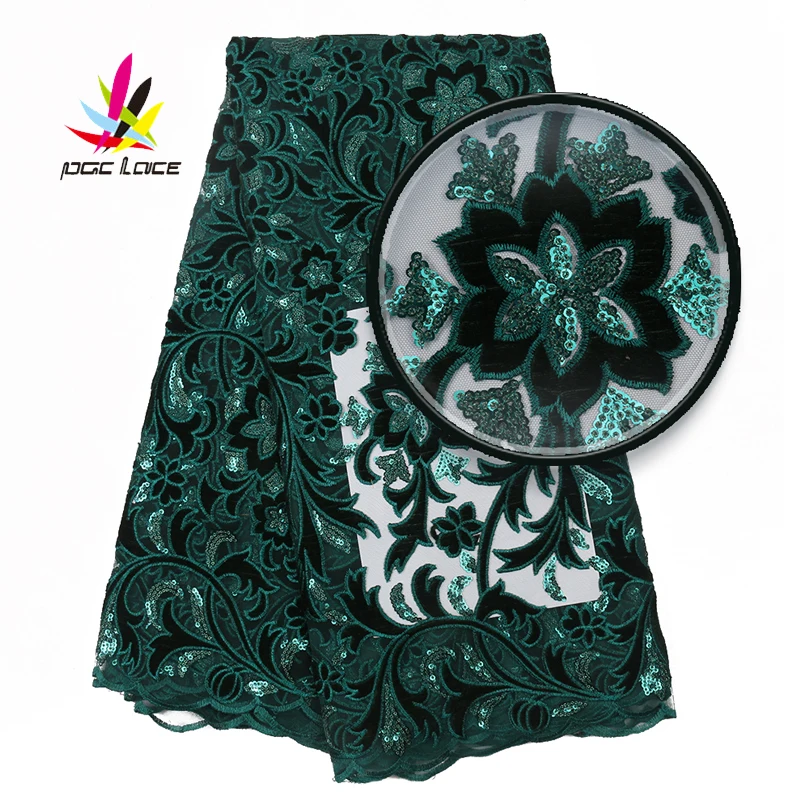 

Velvet Fabric Sequins Nigeria Lace 2020 High Quality African Embroidered Nigerian Tulle Lace Fabrics For Women Dress AMY3108B