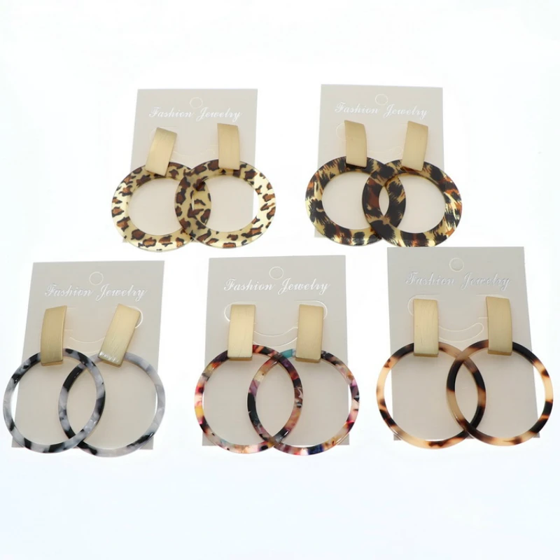 

Big Acrylic Circle Earrings for Women Resin Bohemian Statement Earring Colored Leopard Drop Acetate Earring 2020 Fashion Jewelry