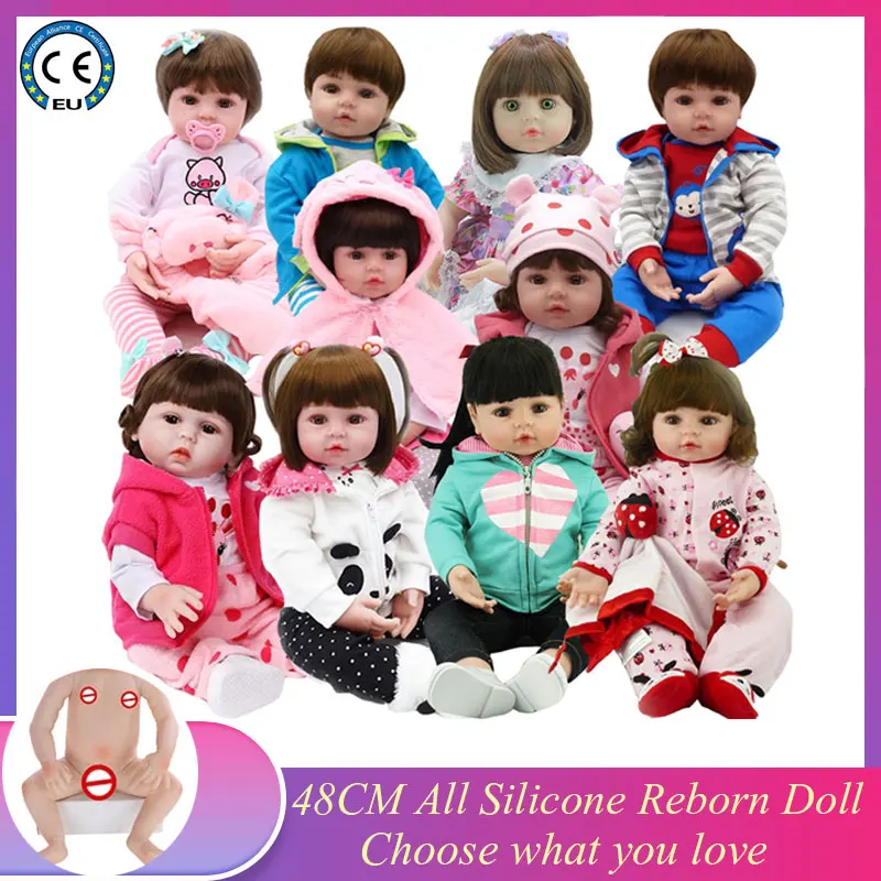 48 cm Lifelike Full Silicone Soft Body Girl Boy Reborn Baby Doll Toy Like Aliving 19 inch Princess Birthday Fashion Gift