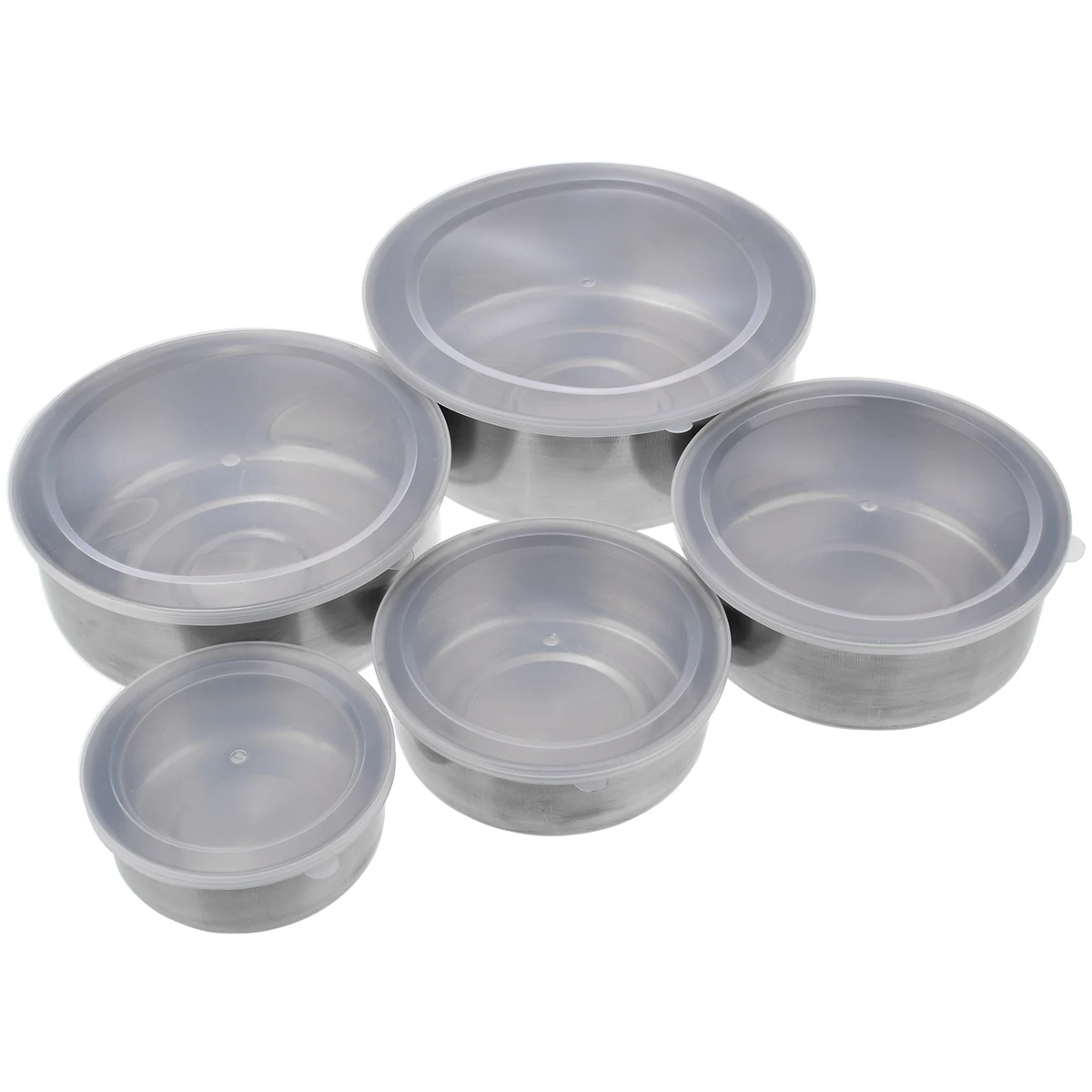 

5pcs Refrigerator Food Fresh Keeping Mixing Bowls Food Salad Container Stainless Steel Student Bento Bowl Lids Kitchen Tableware
