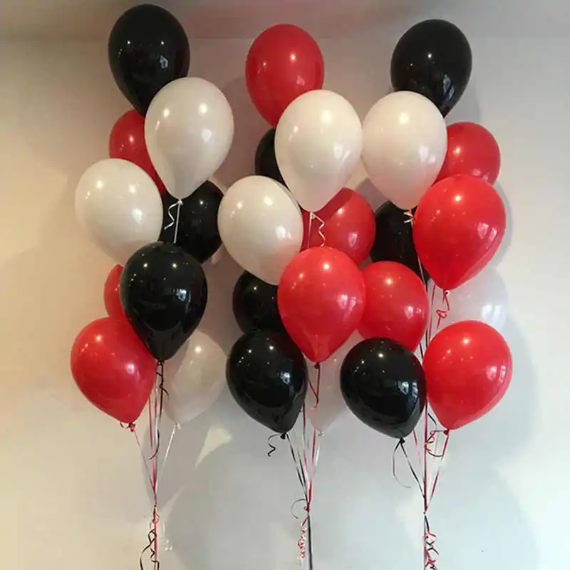 Ballon En Latex 10 Pouces 12 Pieces Rouge Noir Blanc Decoration De Mariage Fete D Anniversaire Fete A Theme Pour Enfants Aliexpress