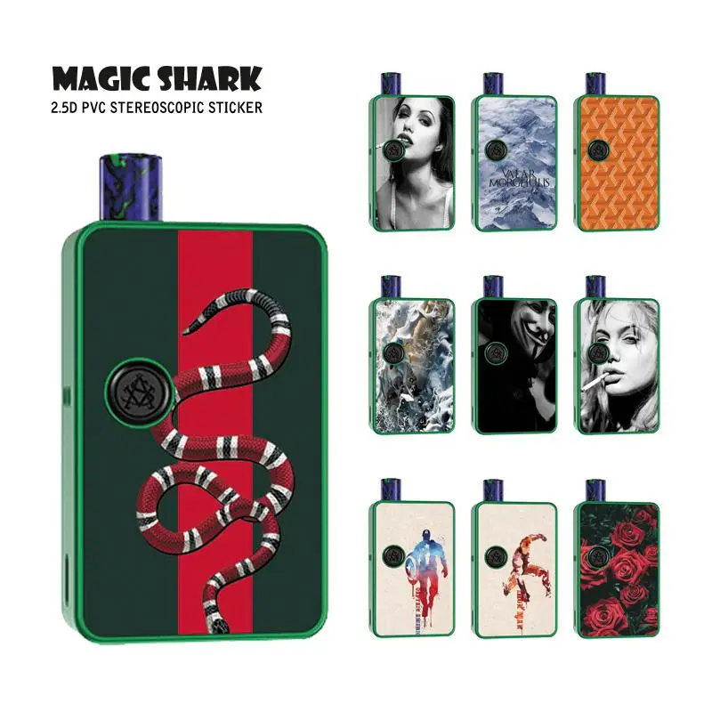 

Magic Shark V-Vendetta Rose Captain American Snake Iron Man Sticker Case Film Cover Skin for Asvape MICRO ELF