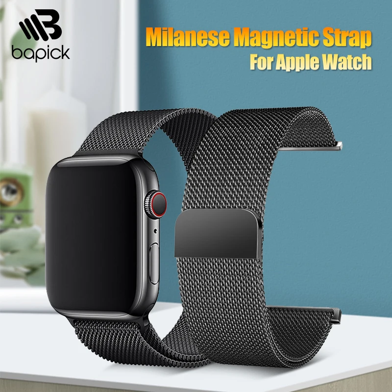 

BAPICK 42mm 38mm Milanese Loop Bracelet For Apple Watch Band 40mm 44mm Stainless Strap For Apple Watch Series 5 4 3 2 1 Strap