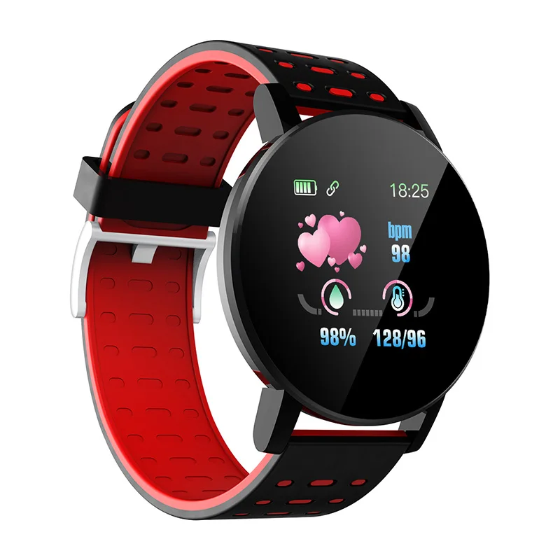 Спортивный умный браслет с измерением давления, браслет для здоровья, для женщин/мужчин, французский Android, умные часы, фитнес-браслеты - Цвет: Red