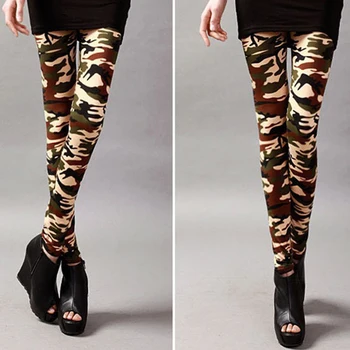 

Women Pants Fitness Sportswear Pants Camouflage High-elastic Silk Nine Points Legging Quick Drying