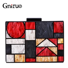 Новые брендовые акриловые Лоскутные вечерние ручные сумки винтажные женские сумки-мессенджеры с геометрическим узором клатчи вечерние элегантная сумочка