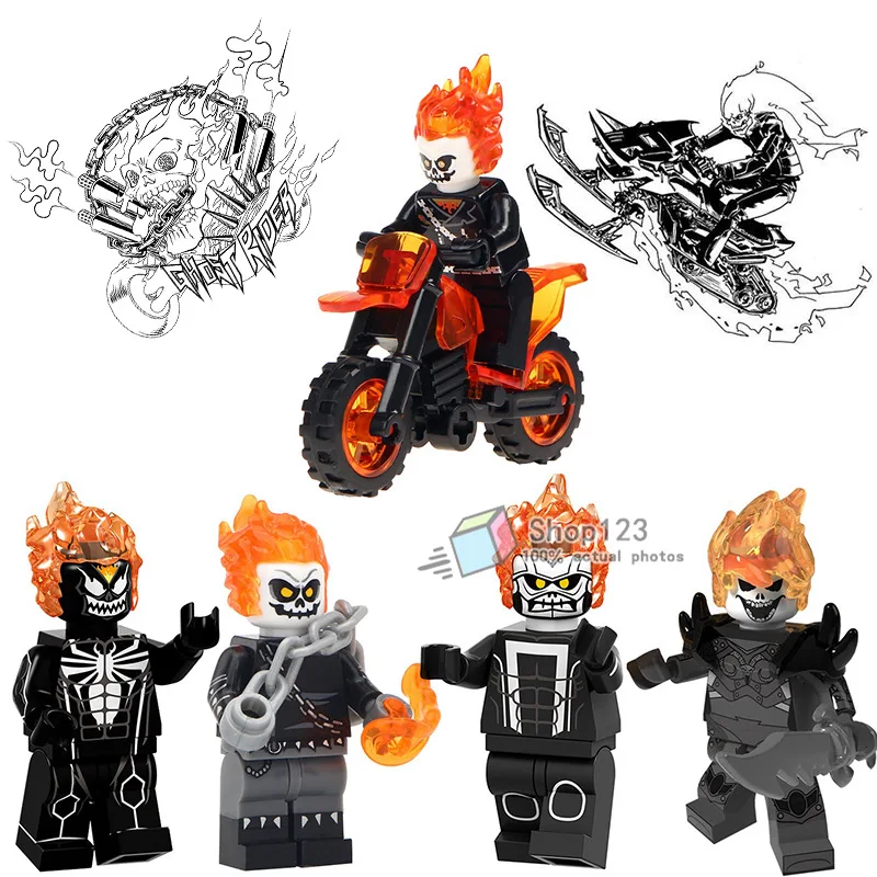

Single Freddy Jason Hiker Ghost Rider Bricks Walking Dead Swat Model Action Building Blocks Toys for Children
