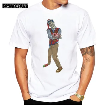 

2019 Men's Christmas T-shirt Fashion Christmas Zombie Printed Men T Shirts Short Sleeve Funny Vintage Tops