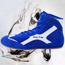 Мужская обувь высокого качества для борьбы, мягкая кожа, боксерская обувь, коровья кожа, подошва, дышащая, профессиональная борцовка, обувь для приседания