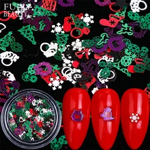 1 коробка 3D металлическая Рождественская Снежинка Красочные Блестки для ногтей красные зимние Блестки для украшения ногтей Маникюрный Инструмент CH1046