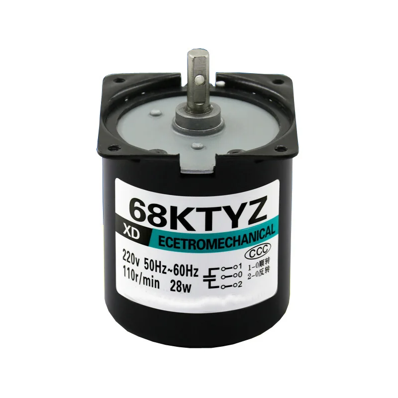 

68KTYZ 2.5-110RPM 100KG Torque 28W AC 220V Permanent Magnet Synchronous Motor 220V 68KTYZ CW/CCW Metal Geared Slow Speed Motor