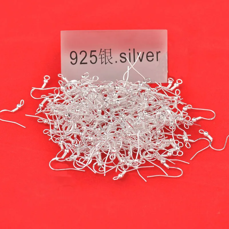 Fast Shipping 200PCS Design 925 Sterling Silver  Beads Jewelry Findings 925 Sterling Silver  Hooks Earrings Wire