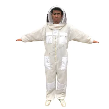 1set beekeeping suit white 3-layer mesh bee suit Metal zipper beekeeping suit for beekeeper apiculture tool Beekeeping equipment tanie i dobre opinie CN (pochodzenie) 100 COTTON ventilation beekeeper supply