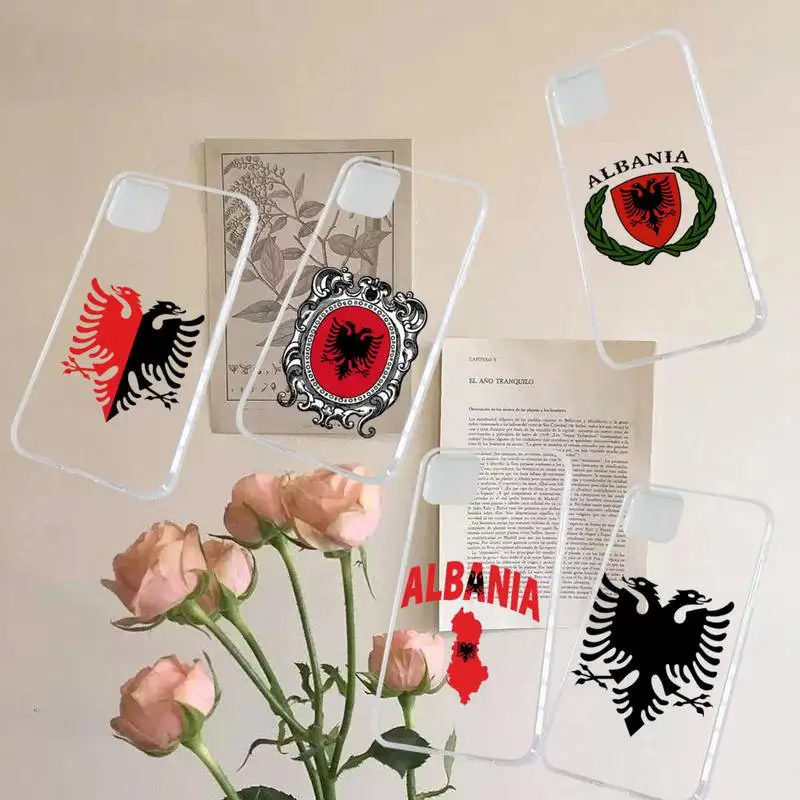 Albania Albanians Flag pattern Phone Case Transparent for iPhone 7 8 11 12 13 s mini pro X XS XR MAX Plus | Мобильные телефоны и