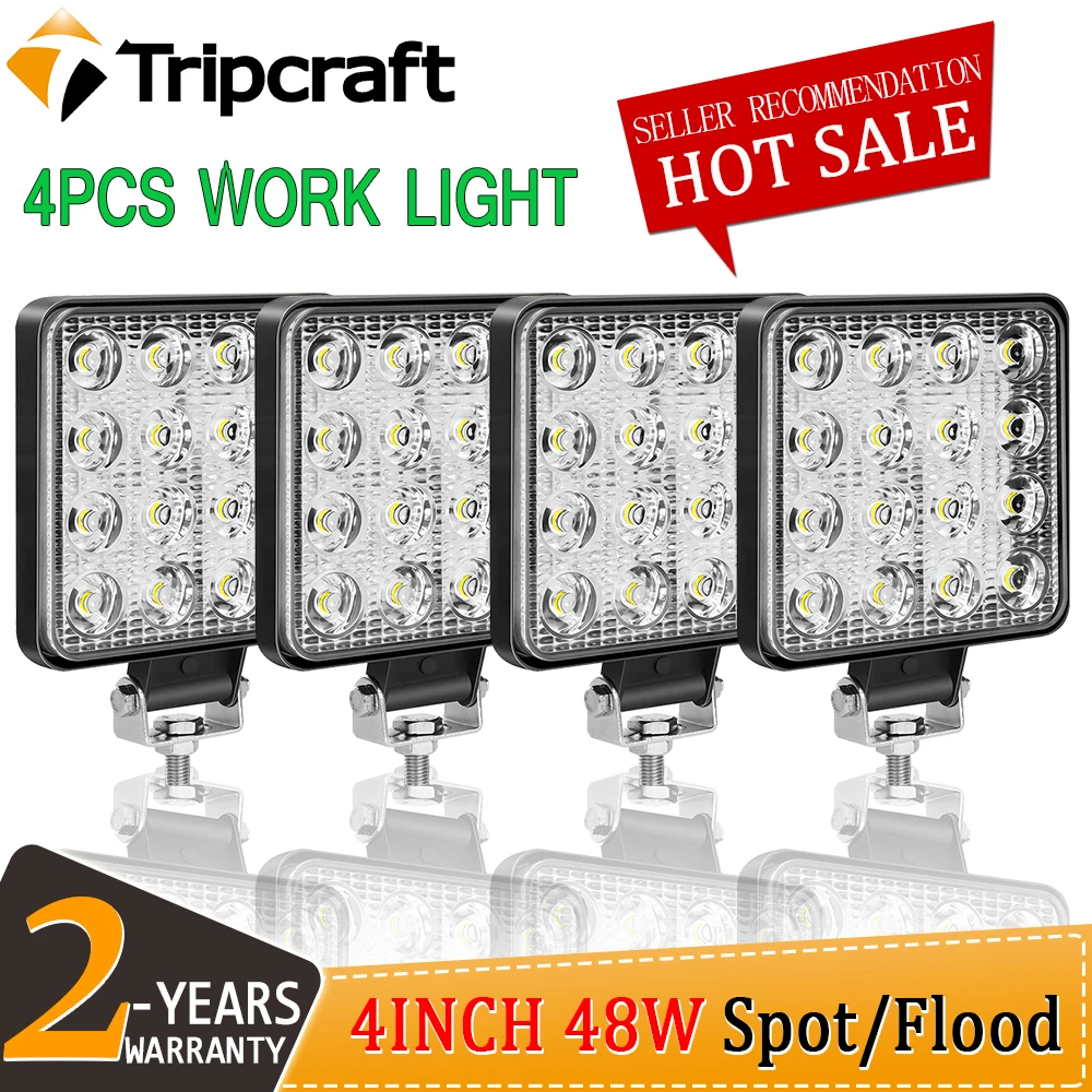 Светодиодные фары рабочего освещения Tripcraft 1-4 шт. 4 дюйма 48 Вт для внедорожника 12 В