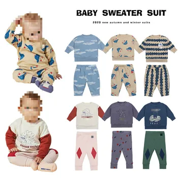 

Pre-sale 2020 New Autumn and Winter Two-piece New Bobo Boys and Girls Printed Sweatshirt Pants Suit