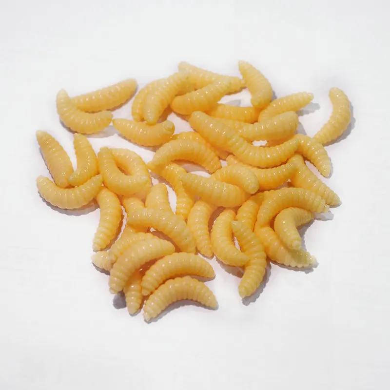 50 шт. 2 см 0,4 г приманка-личинка для рыбалки Grub мягкие приманки запах червей Карп рыболовные приманки для рыб аксессуары - Color: Milky White