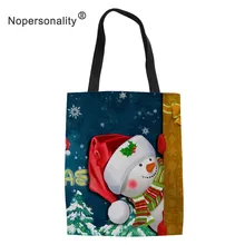 Nopersonality каваи Рождественский снеговик лося сумка для покупок девочек Повседневная сумка на заказ многоразовая женская сумка через плечо для покупок