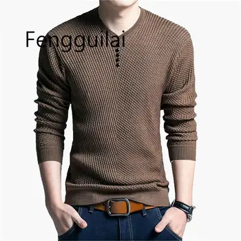 

Sweater Men Casual V-Neck Pullover Men Autumn Slim Fit Long Sleeve Shirt Mens Sweaters Knitted Cashmere Wool Pull Homme