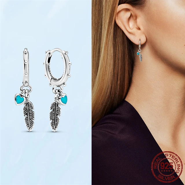 Silver Earrings Real 925 Sterling Silver Asymmetrical Heart Hoop Earrings for Women Fashion Silver Earring Jewelry Gift PAE030