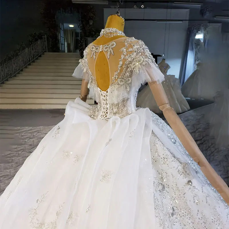 HTL2268 Wedding Dress 2021 Bridal Shiny Crystal Glitters Luxueuse Applique Wedding Dresses For Bride Vestido De Noiva Princesa 6