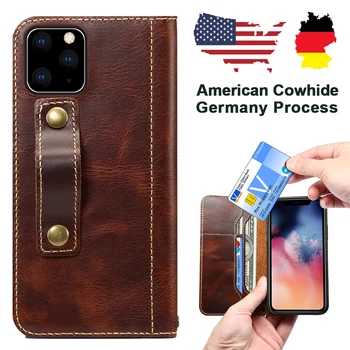 

Cowhide Leather Case for iPhone 11 Pro Max Handmade Retro Luxury Phone Cases for iPhone 11 11 Pro Xs Max